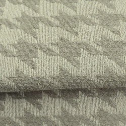 Pied-de-Poule Beige: plat geweven meubelstof met pied-de-poule patroon, zacht en sterk.