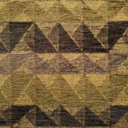 Exclusieve, zwaar geweven chenille stof in tabakskleur met een trendy Bohemian look, voorzien van een uniek ingeweven patroon, perfect voor een stijlvol interieur.